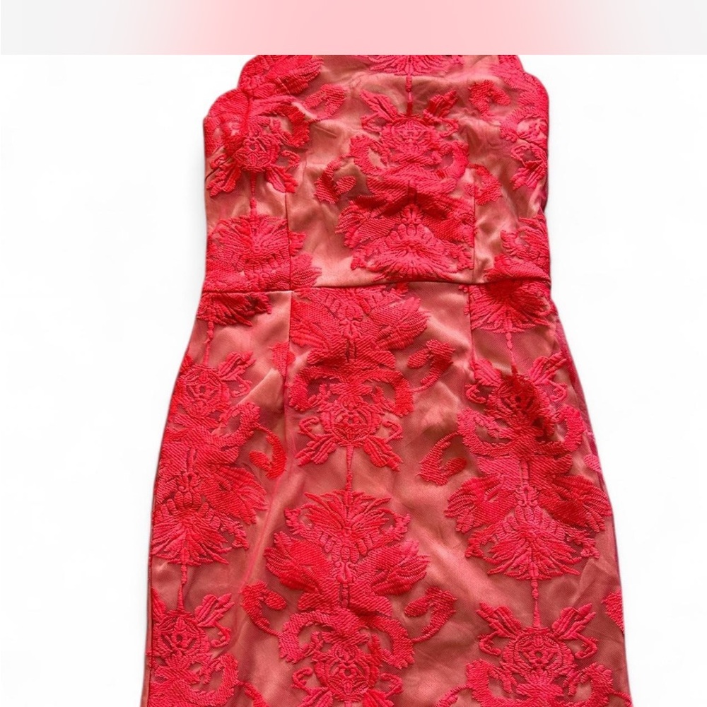 Elegant Red Floral Lace Dress